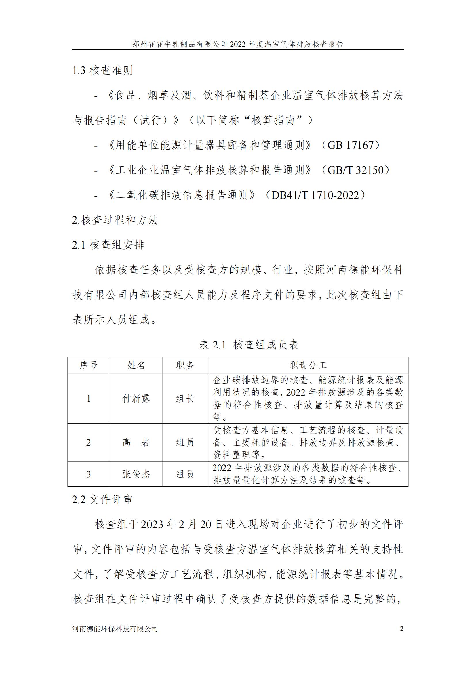 《郑州LD官方电竞（中国）有限公司官网乳制品有限公司2022年度温室气体排放核查报告》公示
