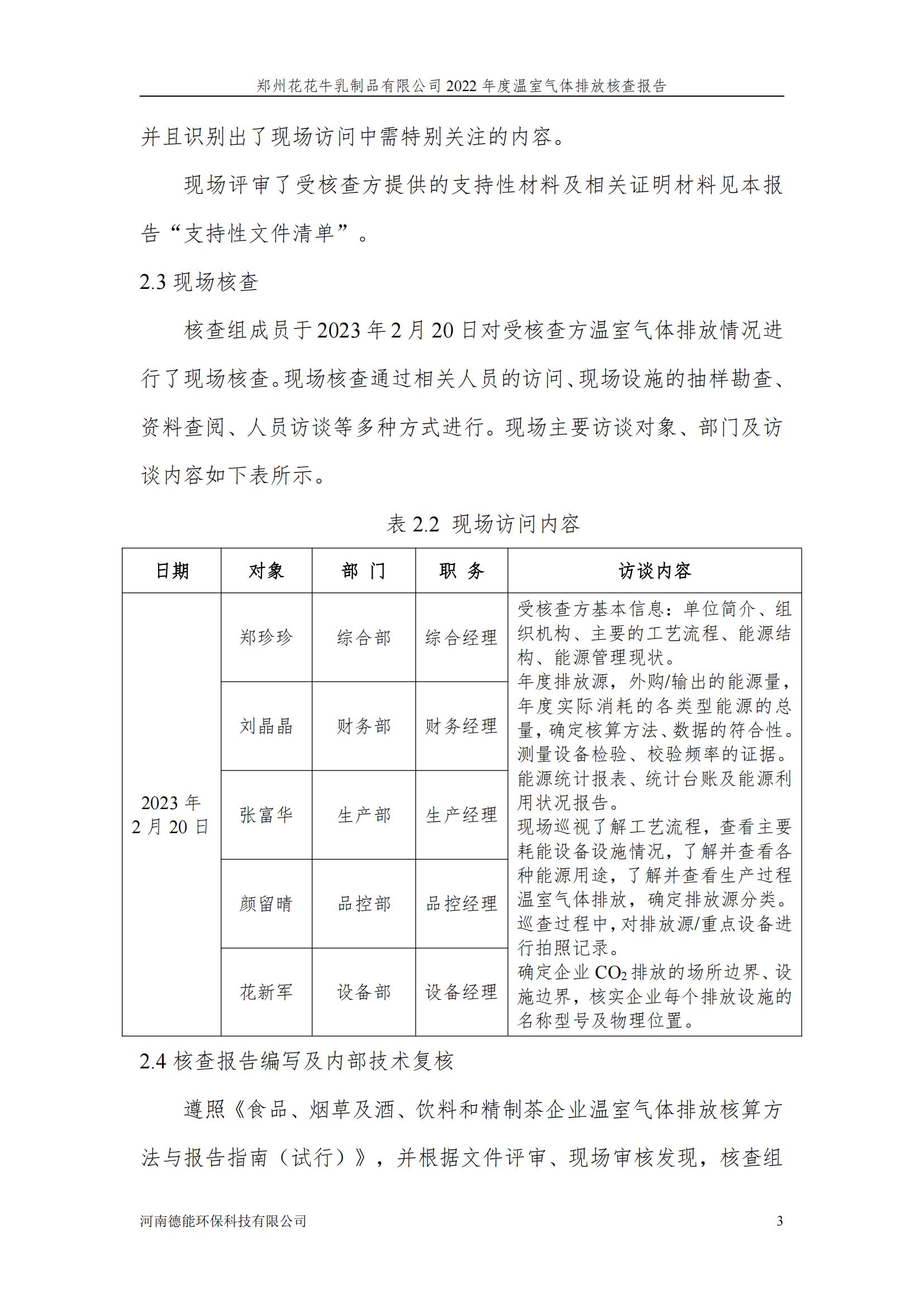 《郑州LD官方电竞（中国）有限公司官网乳制品有限公司2022年度温室气体排放核查报告》公示