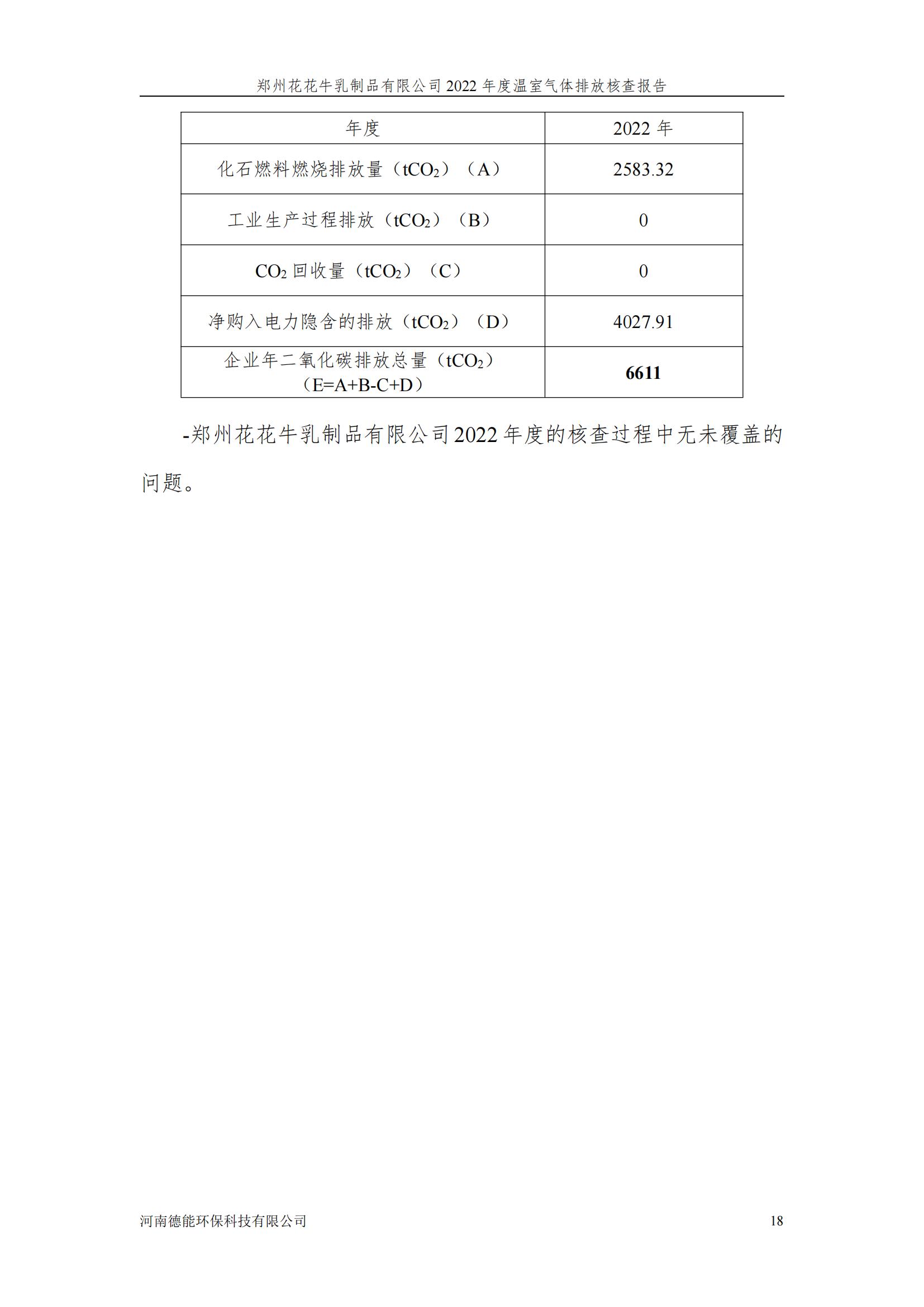 《郑州LD官方电竞（中国）有限公司官网乳制品有限公司2022年度温室气体排放核查报告》公示